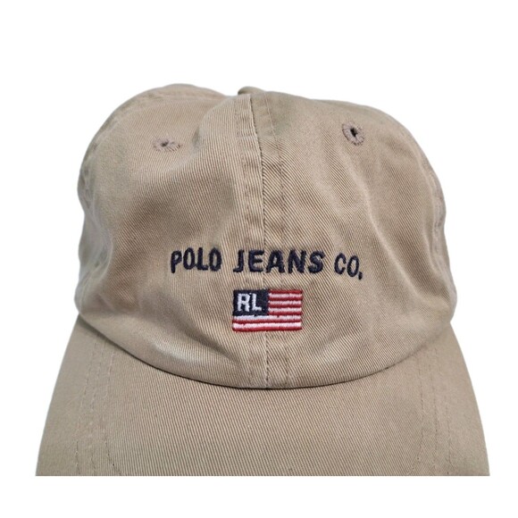 Vintage Youth Ralph Lauren Polo Jeans Co Hat Cap Khaki Adjustable Size 4-7 Flag - Picture 3 of 8